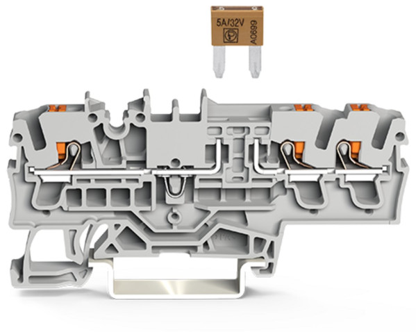 Borne à fusible pour 3 conducteurs pour fusibles plats mini automobile selon din