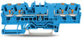 Borne de passage pour 4 conducteurs avec poussoir 2,5mm², bleu