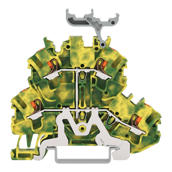 Topjob's borne 2 étages à poussoir pontés 2,5 (4) mm² / vert-jaune / support