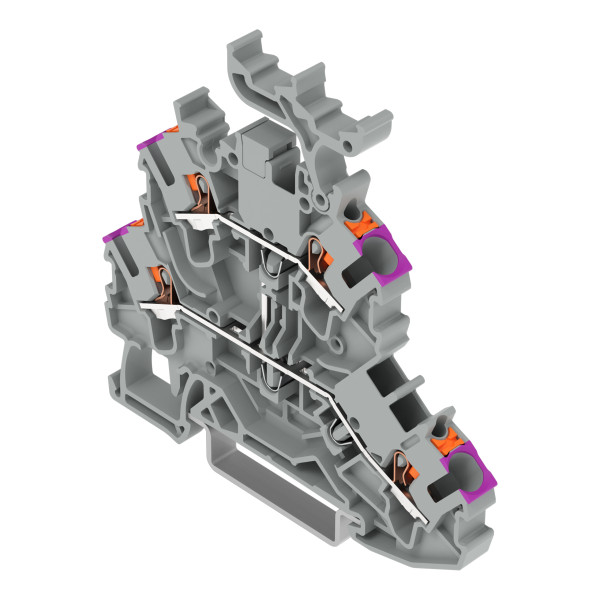 Topjob's borne 2 étages à poussoir pontés 2,5 (4) mm² / gris / support