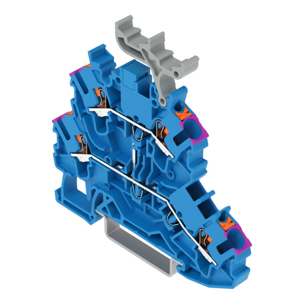 Topjob's borne 2 étages à poussoir pontés 2,5 (4) mm² / bleu / support