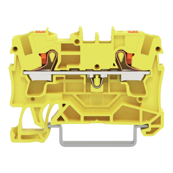 Borne de passage pour 2 conducteurs avec poussoir 4mm², jaune