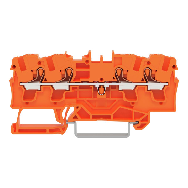 Borne de passage pour 4 conducteurs avec poussoir 4mm², orange