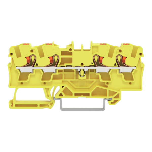 Borne de passage pour 4 conducteurs avec poussoir 4mm², jaune