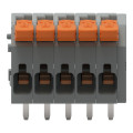 Borne pour circuits imprimés levier 1,5mm² pas3.5mm 5 pôles, gris