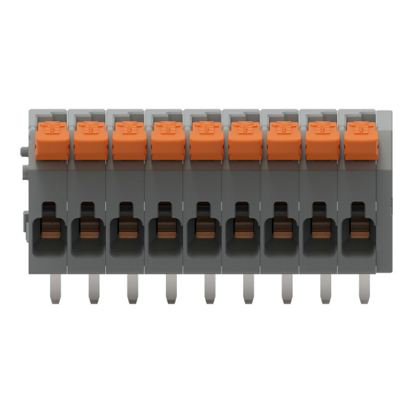 Borne pour circuits imprimés levier 1,5mm² pas3.5mm 9 pôles, gris