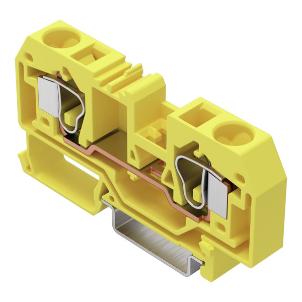 Borne de passage pour 2 conducteurs 10mm², jaune