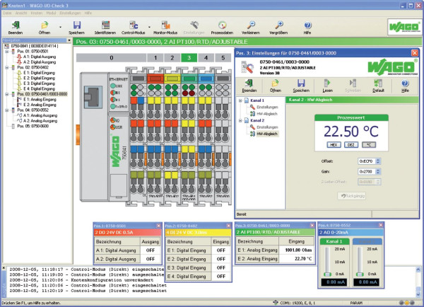 Outil de configuration wago-i/o-check (logiciel + câble rs-232)