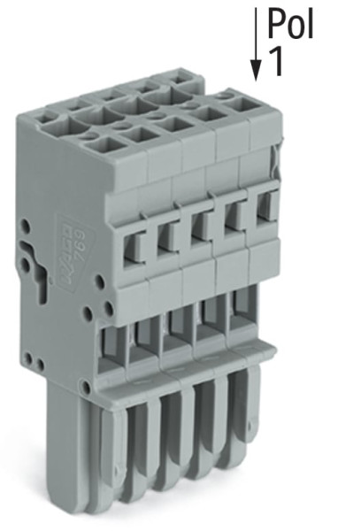 Connecteur femelle 1c, av. détrompeurs, 5 pôles /'r'=4 mm²