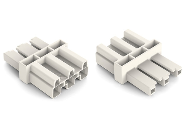 Dispositif d'accouplement blanc connecteurs 1 mâle / 1 femelle 3 pôles