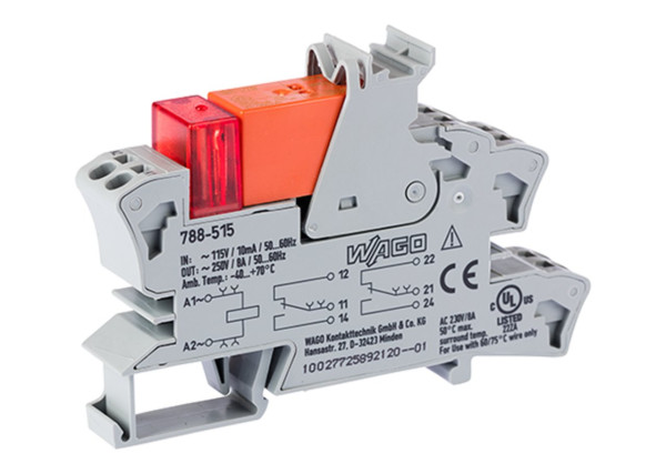 Embase avec relais h 15 mm 115 v ac - 2 rt - 2x8 a