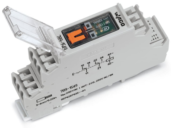 Module avec relais 230 v ac - 2 rt - 2 x 8 a - forçage manuel mécanique