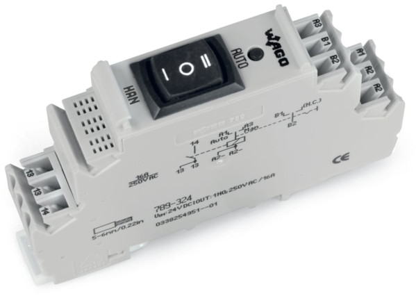 Module avec relais 24 v dc - 1 t - 16 a - forçage manuel et retour d'état