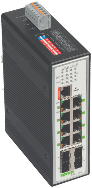 Switch ethernet admin. 8 ports poe+ 1000base-t - 4 slots sfp 1000