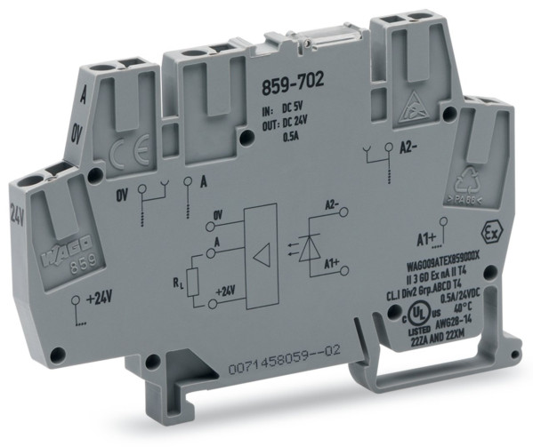 Borne avec optocoupleur 5 v dc / 24 v dc - 500 ma - 10 khz - 3 fils - commutatio