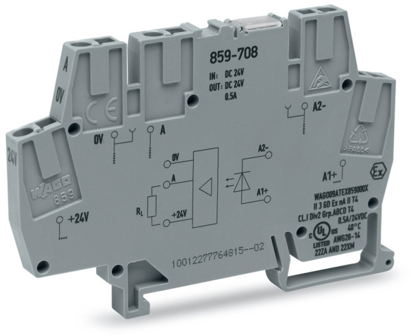 Borne optocoupleur 24 v dc / 24 v dc - 0.5 a - 25 khz - commut. nég.