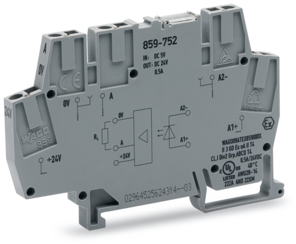 Borne avec optocoupleur 5 v dc / 24 v dc / 0.5 a / 10 khz