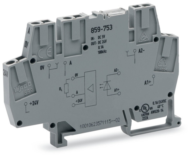 Borne avec optocoupleur 5 v dc / 24 v dc - 100 ma - 100 khz - 3 fils