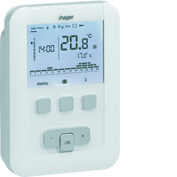 Thermostat ambiance programmable digital chauf eau chaude 2 fils sur 7j à piles