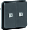 Cubyko double poussoir lumineux associable gris ip55