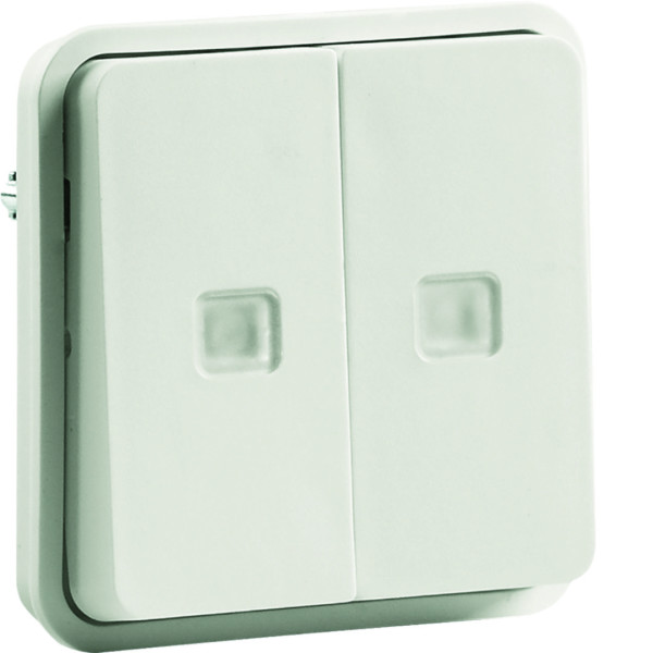 Cubyko double poussoir lumineux associable blanc ip55