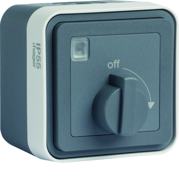 Cubyko minuterie bouton rotatif saillie gris ip55