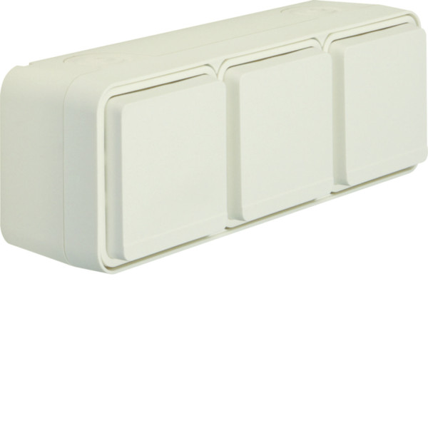 Cubyko prise triple horizontale 2p+t saillie blanc ip55