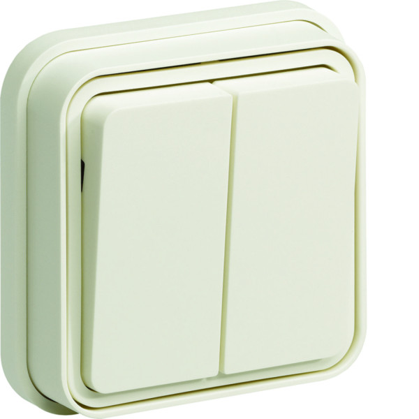 Cubyko double interrupteur va-et-vient  encastré blanc ip55