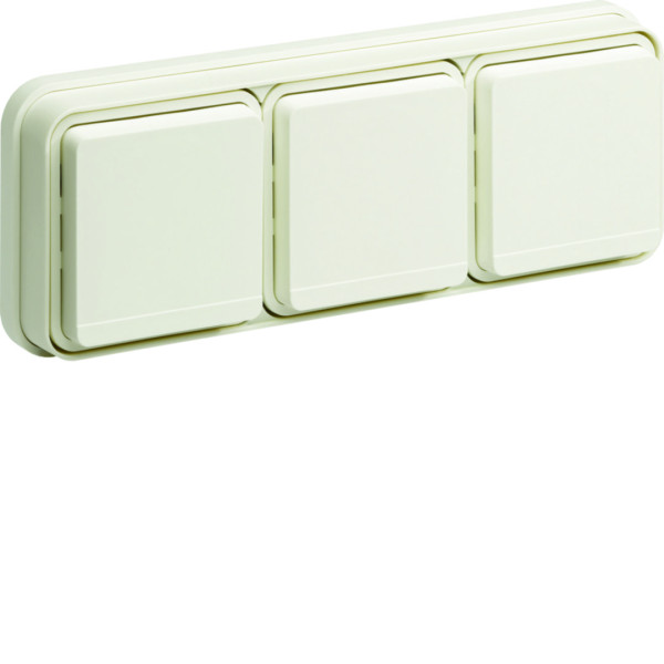 Cubyko prise triple horizontale 2p+t encastré blanc ip55