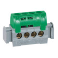 Bornier de répartition isolé IP2X terre - 4 connexions 1,5mm² à 16mm²- vert - longueur 47mm