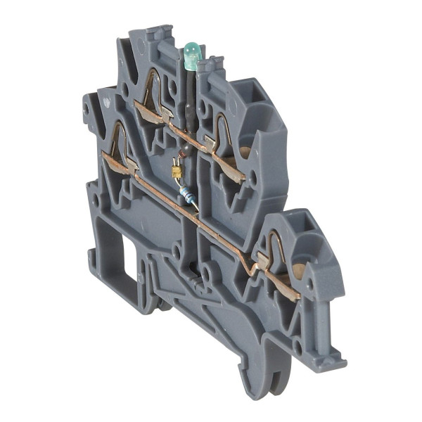 Bloc de jonction Viking 3 à ressort - 2 jonc/4 conduc/2 étages à diode/gris - pas 5