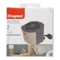 Legrand - Multiprise station de charge 10A 230V 2x 2 Pôles + Terre Surface + 1 chargeur sans fils induction + USB Type-A+C - taupe/gris foncé