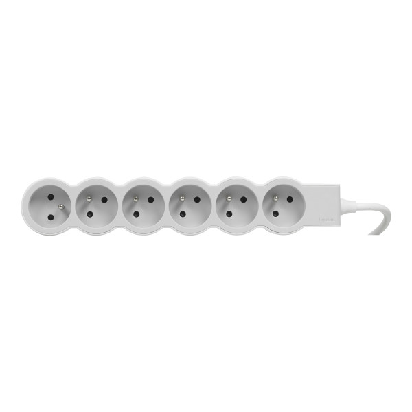 Legrand - Rallonge multiprise extra-plate avec 6 prises de courant avec terre avec cordon 1,5m - blanc et gris clair