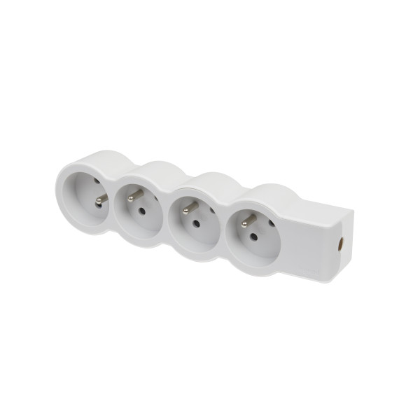 Multiprise Legrand Extra-Plate Blanc et Gris clair - Equipée de 4 Prises 2P+T– 16 A – 3680 W – à Câbler