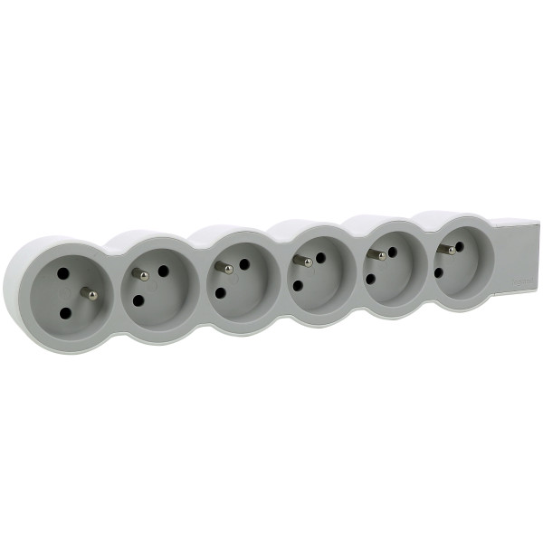 Legrand - multiprise fb 6x2p+t standard a cabler blanc/gris