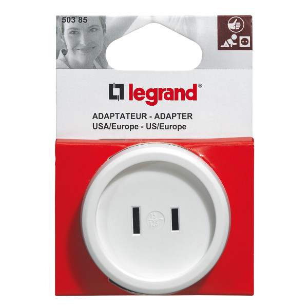 Adaptateur 2p - 6 a - standard us pour socle européen - Legrand