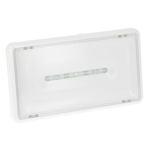 Luminaire sur source centralisée d'évacuation saillie à LEDs 400lm IP43 IK07 plastique tension 24V=