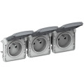 Prises 3x2P+T horizontal précâblées Legrand Plexo composable gris - 16 A - 250 V