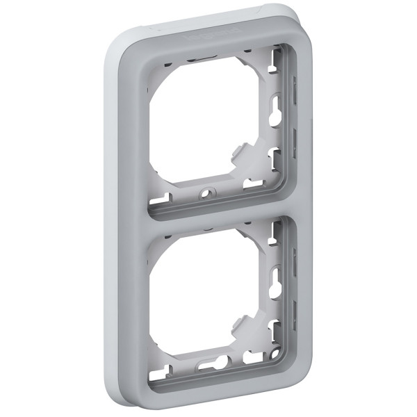 Support plaque pour Encastré Legrand Plexo composable gris - 2 postes vert