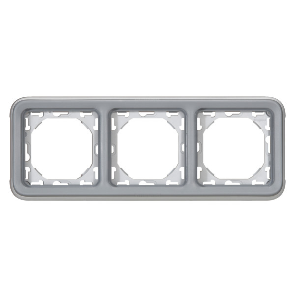 Support plaque pour Encastré Legrand Plexo composable gris - 3 postes horiz