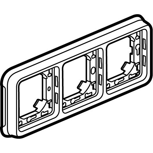 Support plaque pour Encastré Legrand Plexo composable gris - 3 postes horiz