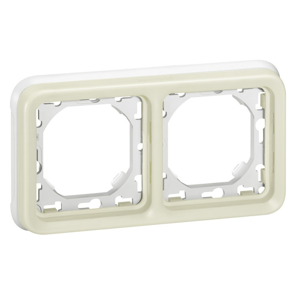 Support plaque pour Encastré Legrand Plexo composable blanc - 2 postes horiz