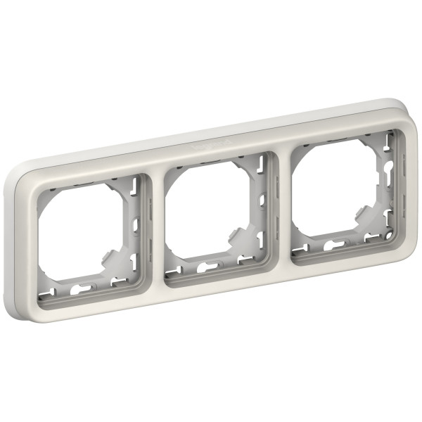 Support plaque pour Encastré Legrand Plexo composable blanc - 3 postes horiz