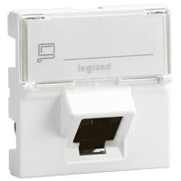 Prise RJ45 Legrand Mosaic - cat. 6 - ftp - prise 45° - 2 mod - blanc - lcs² Legrand