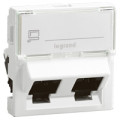 Prise 2xRJ45 Mosaic - cat. 6 - ftp - prise 45° - 2 mod - blanc - lcs² Legrand