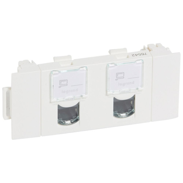 Prise double RJ45 Mosaic - goulotte clippage direct - Cat5e FTP 3 mod LCS² Legrand