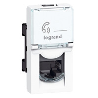 Prise RJ45 Mosaic Legrand - Blanc - 1 Module - Cat.5E - À clipser - IP20 - IK04