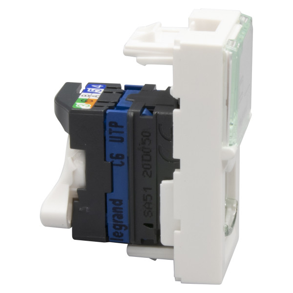 Prise RJ45 Legrand Mosaic - Cat. 6 UTP - 1 mod - blanc - LCS² Legrand