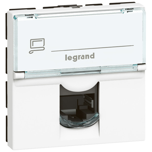 Prise RJ45 Legrand Mosaic - Cat.6 - STP - blindage métal - 90° - 2 mod - blanc Legrand