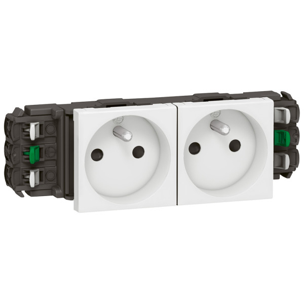 Double Prise de Courant Blanche 2 x 2 P + T 16 A 250 V Soluclip Legrand – 4 Modules